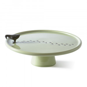 Platou cu picior verde din ceramica 30 cm Walking Duck Pols Potten