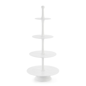 Platou decorativ cu 4 niveluri alb din metal 123 cm Mallet Bizzotto