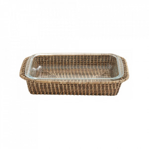 Platou transparent/maro din sticla 19x32 cm Formosa Nordal