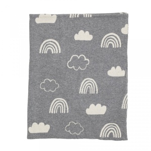 Pled din bumbac gri 80x110 cm Sky Bloomingville Mini