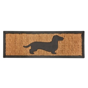 Pres intrare maro/negru din fibre naturale 26x75 cm Dachshund Esschert Design