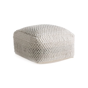 Puf patrat alb antic din textil 65x65 cm Koto Vical Home