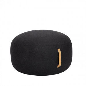 Puf rotund negru din textil 75 cm Seko Hubsch