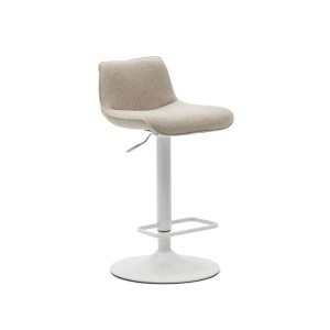 Scaun bar ajustabil bej/alb din textil Zenda Kave Home