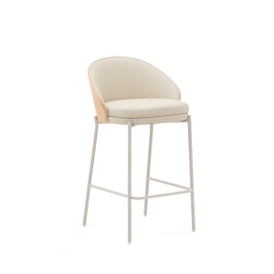 Scaun bar crem din piele ecologica Eamy Kave Home