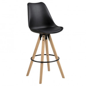 Scaun bar din piele ecologica neagra Dima Quiet Object