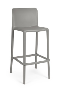Scaun bar exterior gri din plastic Chloris Arm Bizzotto