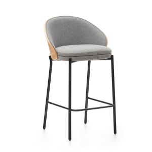 Scaun bar gri deschis/maro din textil Eamy Low Kave Home