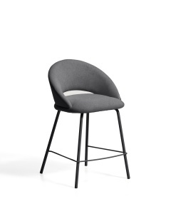 Scaun bar gri din textil Bonali Chenille Kave Home