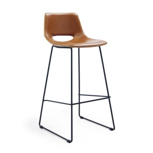 Scaun bar maro din piele ecologica Zahara Kave Home