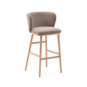 Scaun bar maro din textil Ciselia High Chenille Kave Home