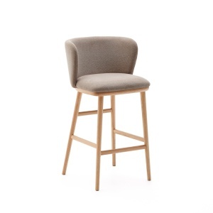 Scaun bar maro din textil Ciselia Low Chenille Kave Home