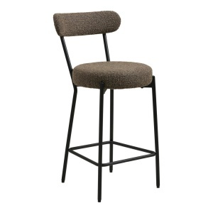 Scaun bar maro/negru din textil Badalona Boucle House Nordic
