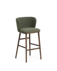 Scaun bar verde inchis/maro inchis din textil Ciselia Chenille Kave Home