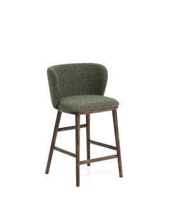 Scaun bar verde inchis/maro inchis din textil Ciselia Low Chenille Kave Home
