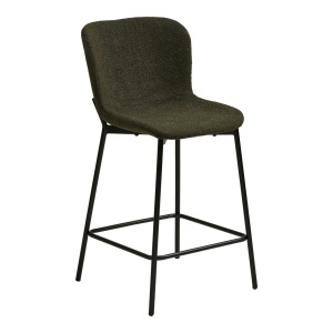 Scaun bar verde/negru din textil Maceda Boucle House Nordic