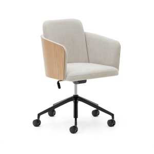 Scaun birou rotativ bej din textil Madai Kave Home