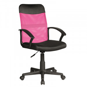 Scaun birou roz/negru ajustabil din textil si plastic Obaka Signal Meble