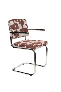 Scaun dining alb/rosu din textil Ridge Deco Arms Zuiver