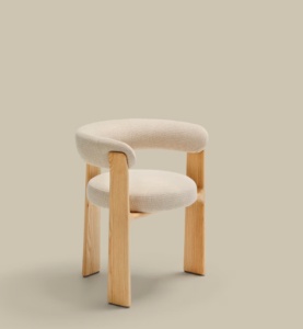 Scaun dining bej din textil Granite Oak Chenille Three FR Kave Home