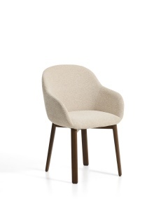 Scaun dining bej din textil Meila Arms Chenille Dark Kave Home