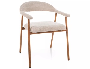 Scaun dining bej/maro deschis din textil Lagos The Home Collection