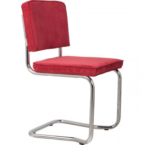 Scaun dining din metal si textil rosu Ridge Kink Rib Red 21A Zuiver