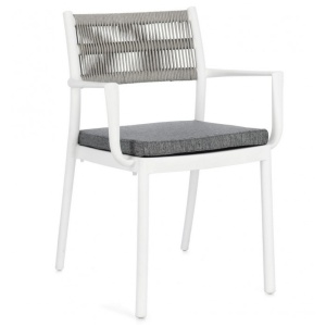 Scaun dining exterior alb/gri deschis din plastic Alvin Rest Bizzotto