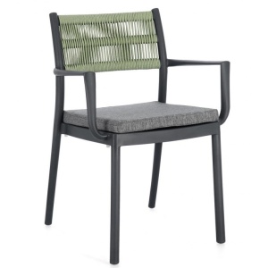 Scaun dining exterior gri carbune/verde din plastic Alvin Rest Bizzotto