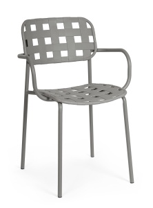 Scaun dining exterior gri din metal Clover Arm Bizzotto