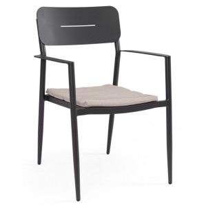 Scaun dining exterior gri/negru din metal Nebula Bizzotto