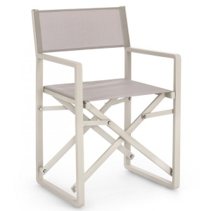 Scaun dining exterior pliabil bej din metal Konnor Bizzotto
