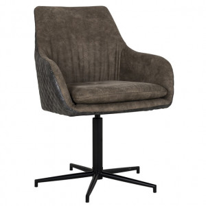 Scaun dining grej/negru din piele si metal Lucy Richmond Interiors
