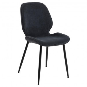 Scaun dining gri antracit/negru din textil Femke Quiet Object