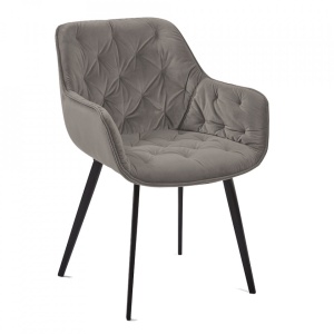 Scaun dining gri din catifea Mulder Kave Home
