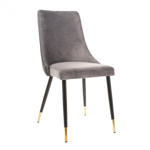 Scaun dining gri din catifea si metal Piano Velvet Signal Meble
