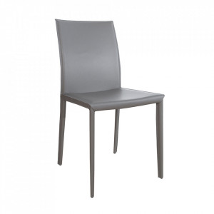 Scaun dining gri din piele si metal Milano The Home Collection