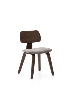 Scaun dining maro inchis/bej din lemn Gena Kave Home