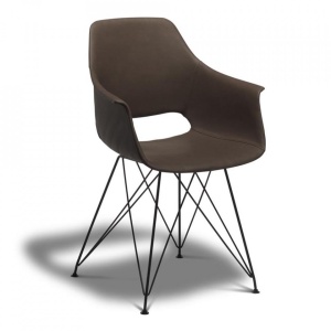 Scaun dining maro inchis din piele ecologica Elvis Furnhouse