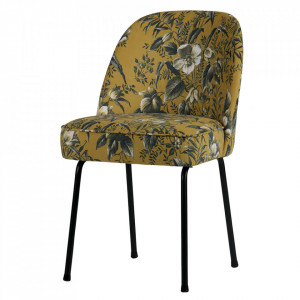 Scaun dining multicolor din catifea Vogue Poppy Mustard Woood