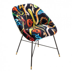 Scaun dining multicolor din textil Snakes Toiletpaper Seletti