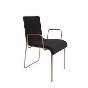 Scaun dining negru din poliester si inox Flor Black Dutchbone