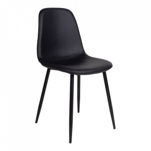 Scaun dining negru din poliuretan si otel Stockholm House Nordic