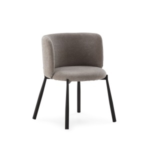 Scaun dining negru/gri din textil Ginny The Home Collection