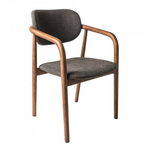 Scaun dining negru/maro din textil Henry Pols Potten
