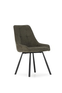 Scaun dining negru/verde din textil Cloe The Home Collection
