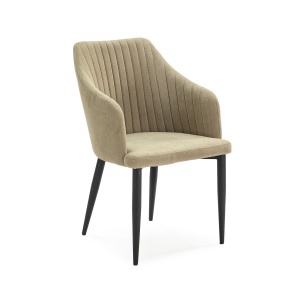 Scaun dining negru/verde din textil Nadi The Home Collection
