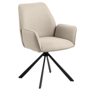 Scaun dining rotativ bej/negru din textil Glenda Quiet Object
