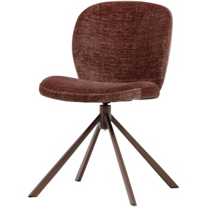 Scaun dining rotativ maro din textil Femke Chenille Woood