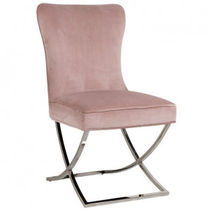 Scaun dining roz/argintiu din catifea si inox Scarlett Richmond Interiors